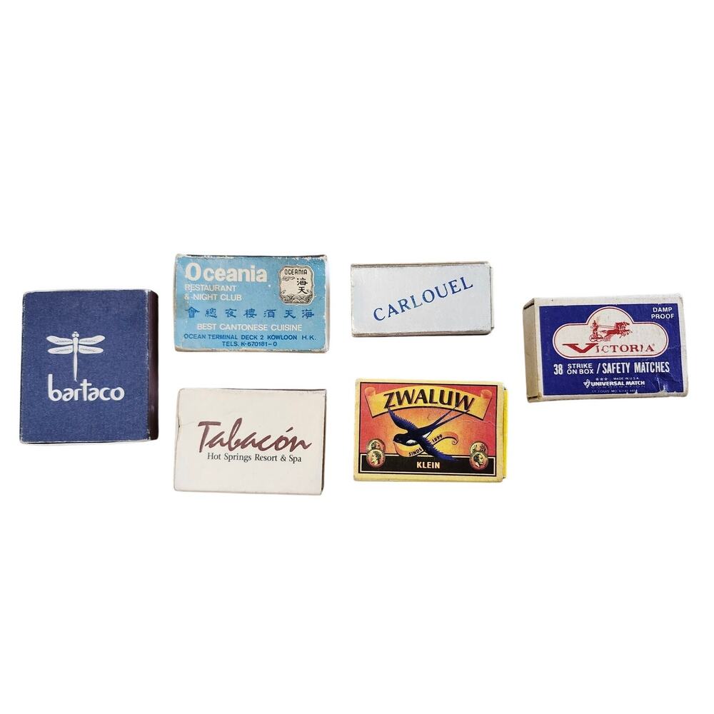 Lot 6 Vintage Match Books Hong Kong Zwaluw Oceania Carlouel Victoria